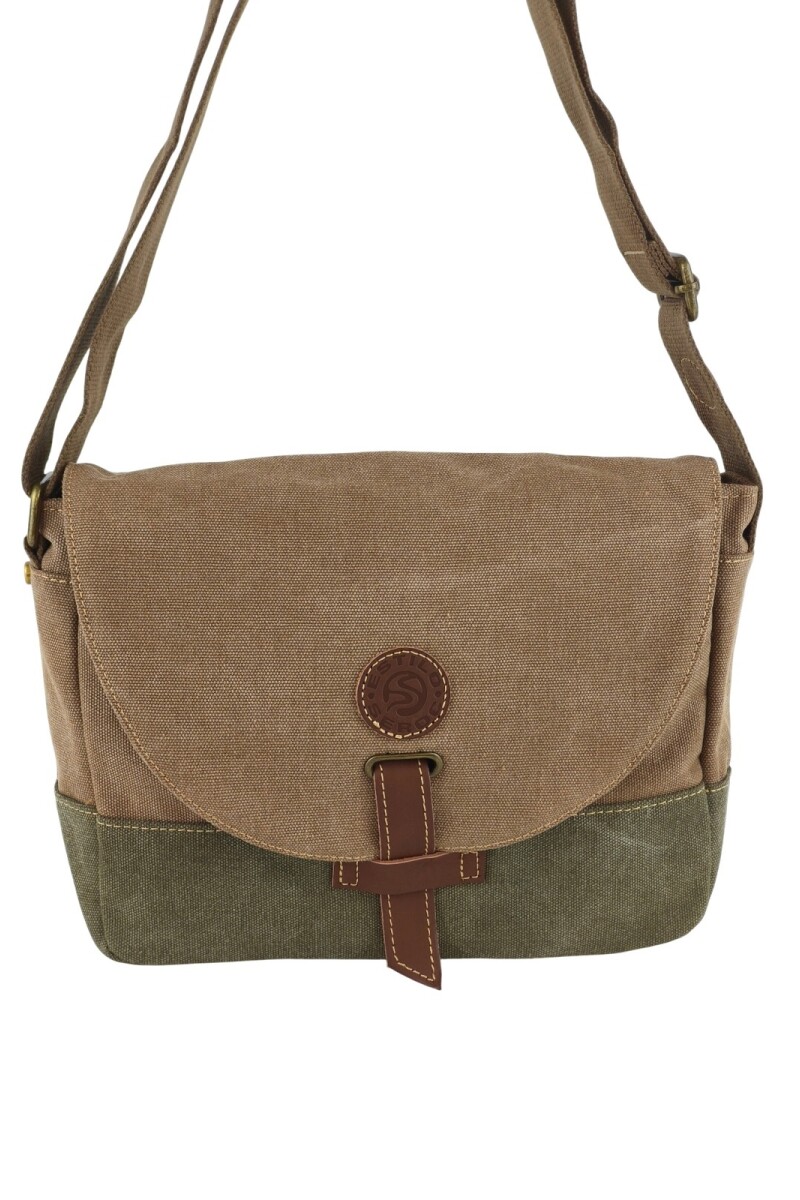 Morral con solapa Marrón con Verde