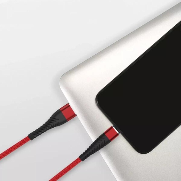 Cable Cargador Micro Usb Malla Super Reforzado Treqa 1 Metro Variante Color Rojo