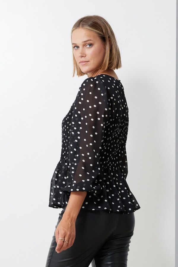 Blusa Frunces NEGRO/BLANCO