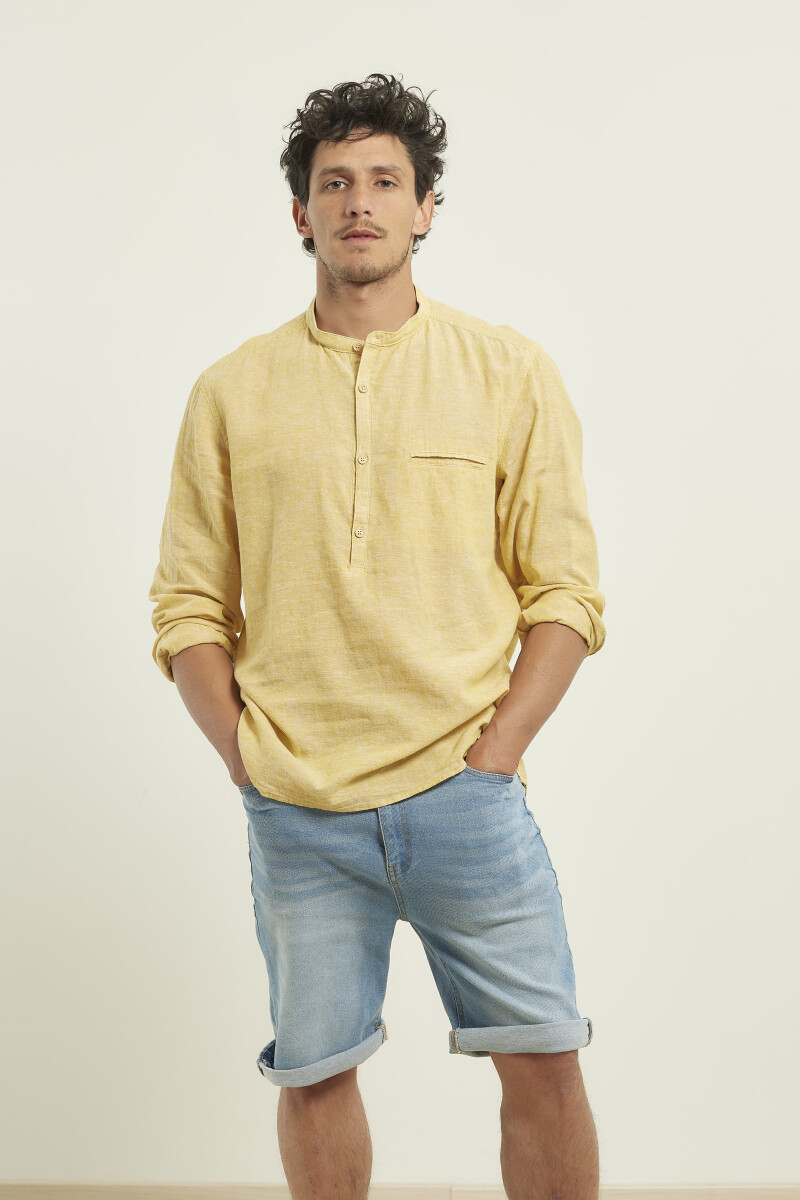 CAMISA HARRINGTON LABEL DE LINO - Amarillo 