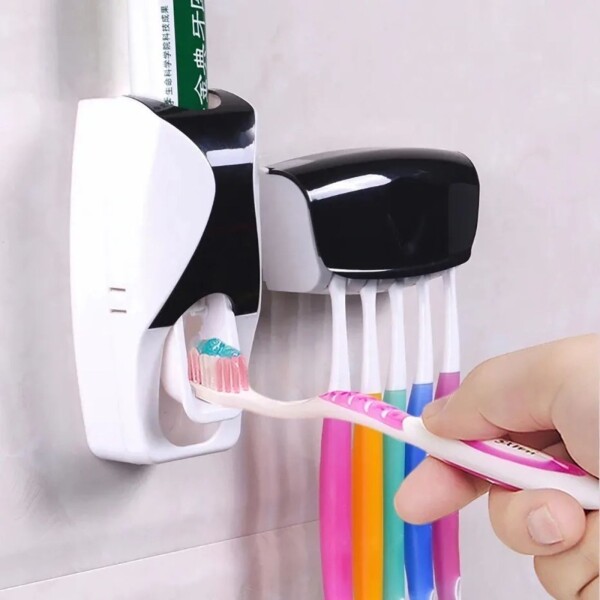 Dispensador Automatico Porta Cepillo Y Pasta Dental Color Variante Rosa