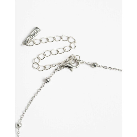 Collar Corto Beads Flores Plateado Rodio