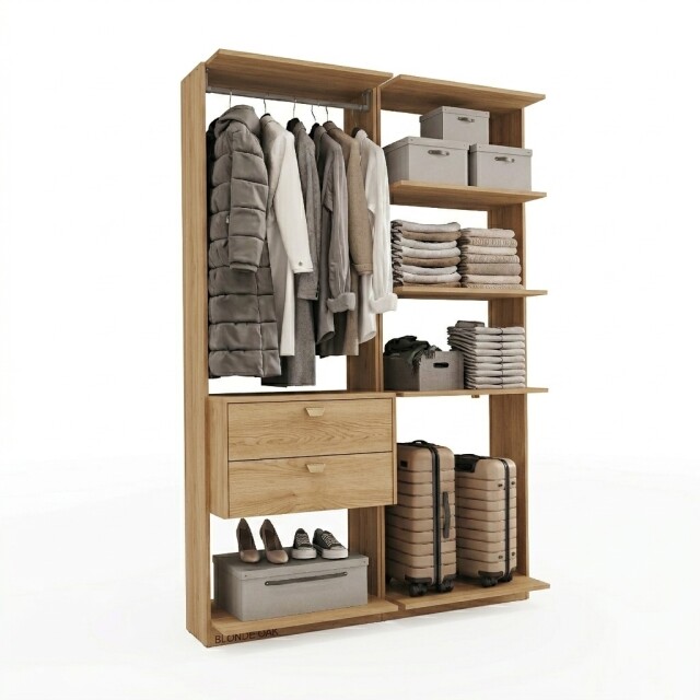 VESTIDOR 2 MÓDULOS - ESTANTES Y 2 CAJONES GUARDARROPA ARMARIO CLOSET PLACARD MARRÓN