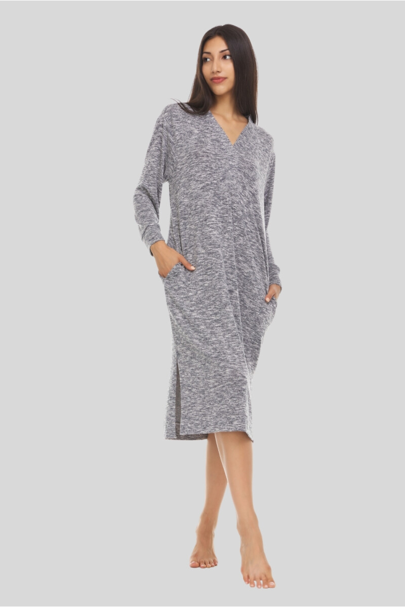 DRESS LARGO JASPEADO GRIS
