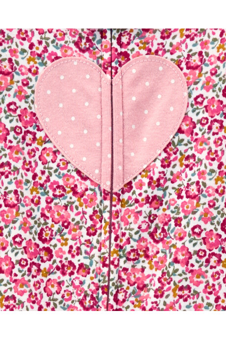 Pijama uno pieza de algodón, con pie, diseño floral Sin color
