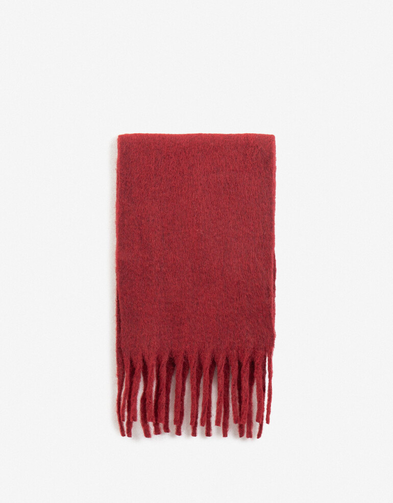 Bufandas Bufanda Tejida Con Flecos - Rojo Oscuro
