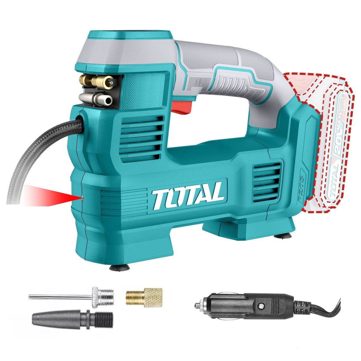 Inflador Para Vehículo, Compresor Digital Inalámbrico A Batería 20v - 35L/Min 