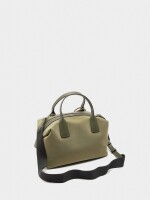 Bolso Tote Textura Suave Con Colgante caqui