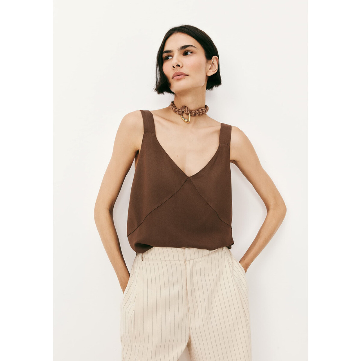 BLUSA SM FEM - MARROM ESCURO 