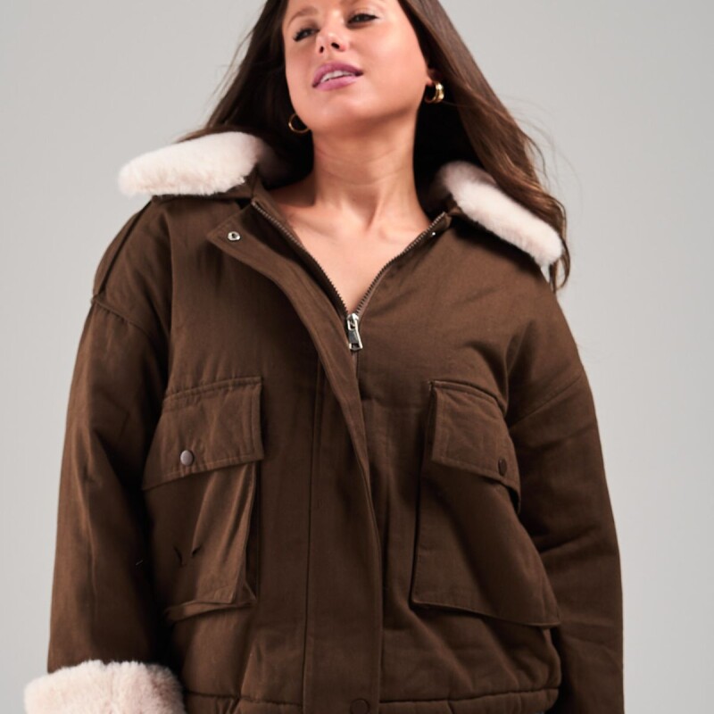 Campera dama c/piel slowly Brown