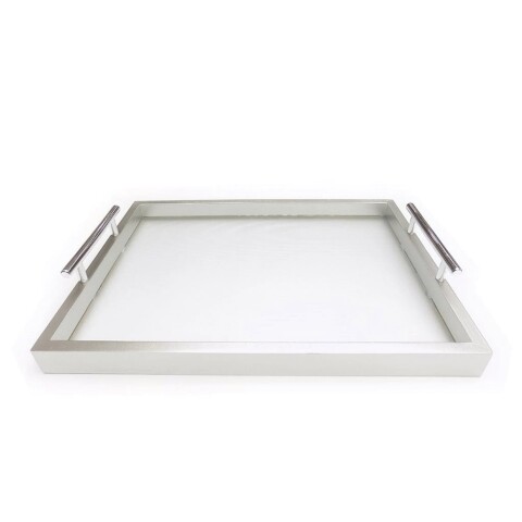 BANDEJA MDF/VIDRIO 39x29x6CM PLATA BANDEJA MDF/VIDRIO 39x29x6CM PLATA