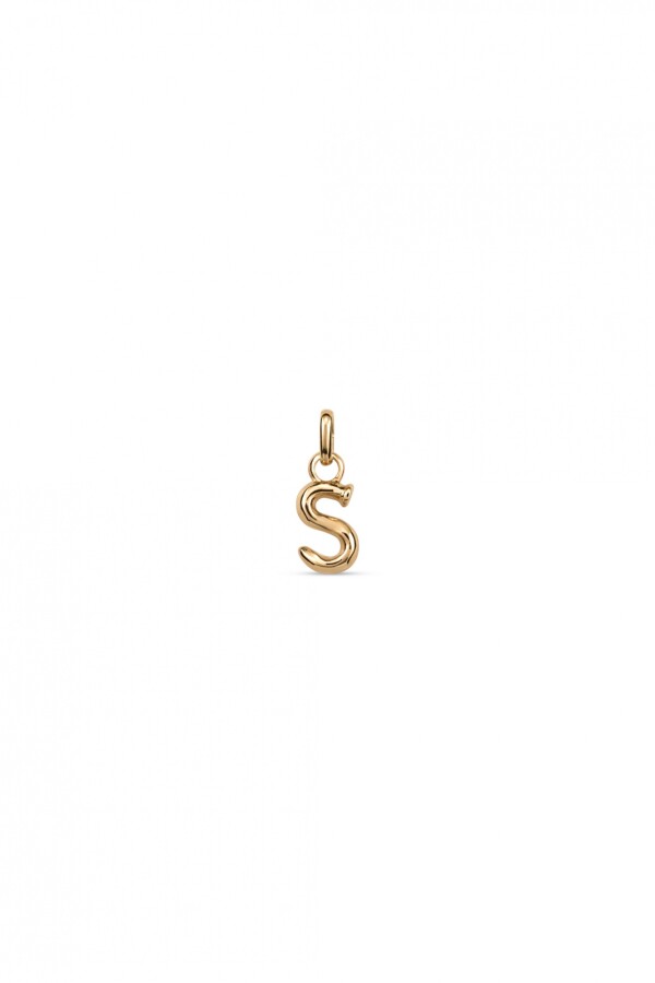 CHARM DE ALEACION DE METALES BAÑADO EN ORO DE 18 K CON FORMA DE LETRA S CON ARGOLLA Charm