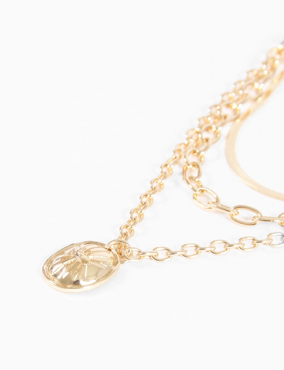 Collar triple dije racimo - dorado 