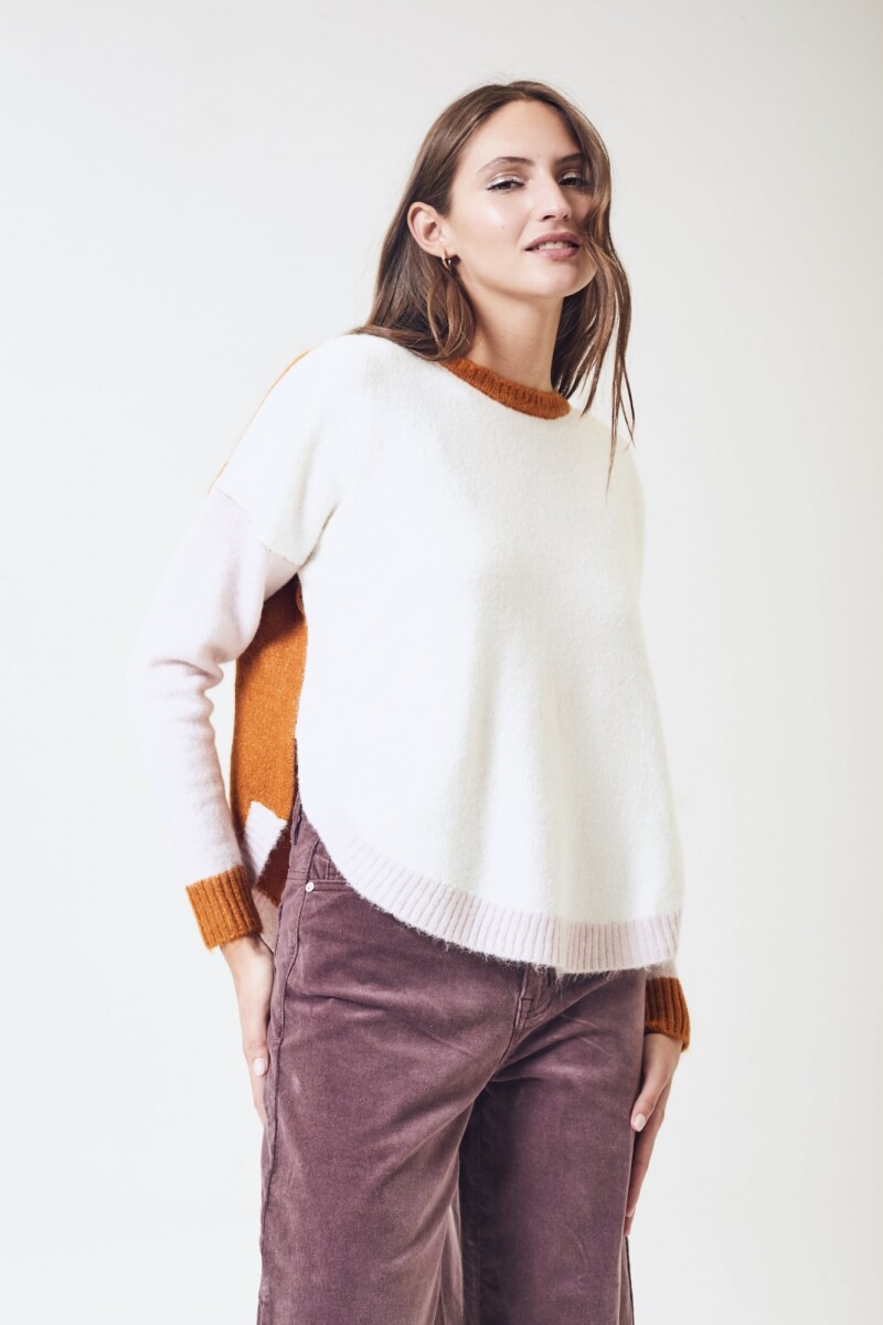Sweater Color Block - Nácar 