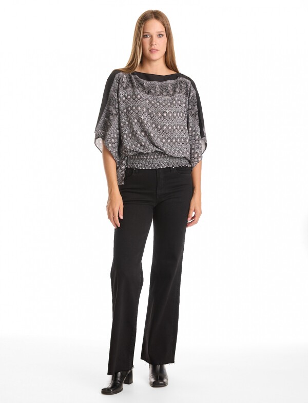 Blusa Dolman Print NEGRO/GRIS