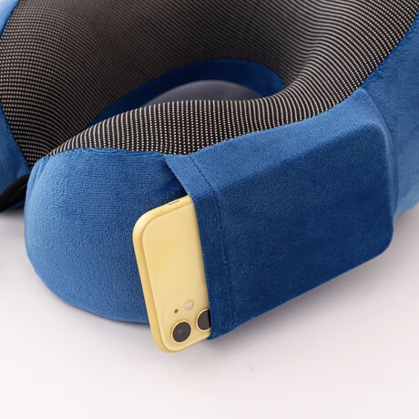 Almohadón De Viaje Viscoelástico Cervical C/Memoria Afelpado Azul
