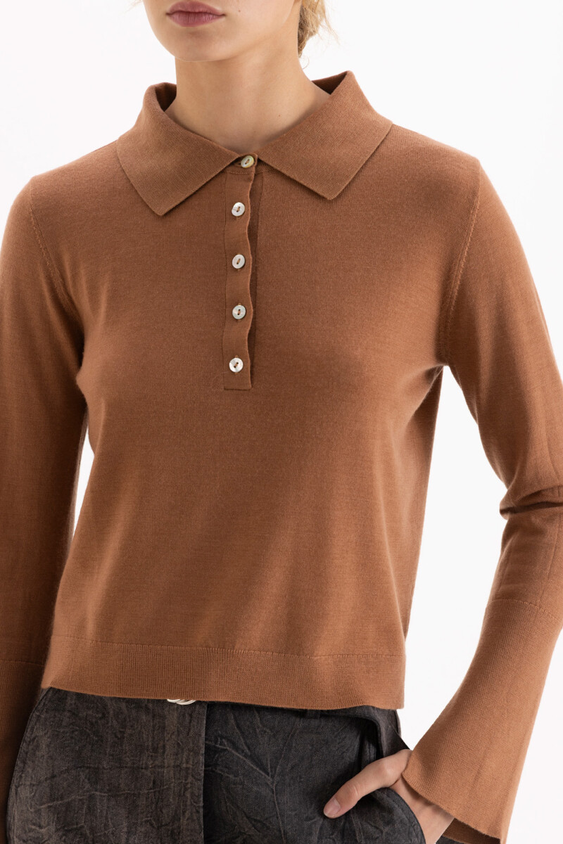 SWEATER POLO Marron