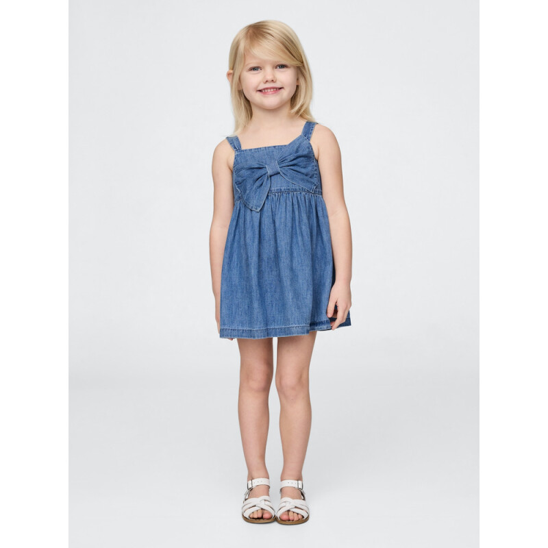 SL DENIM BOW DRESS MEDIUM WASH