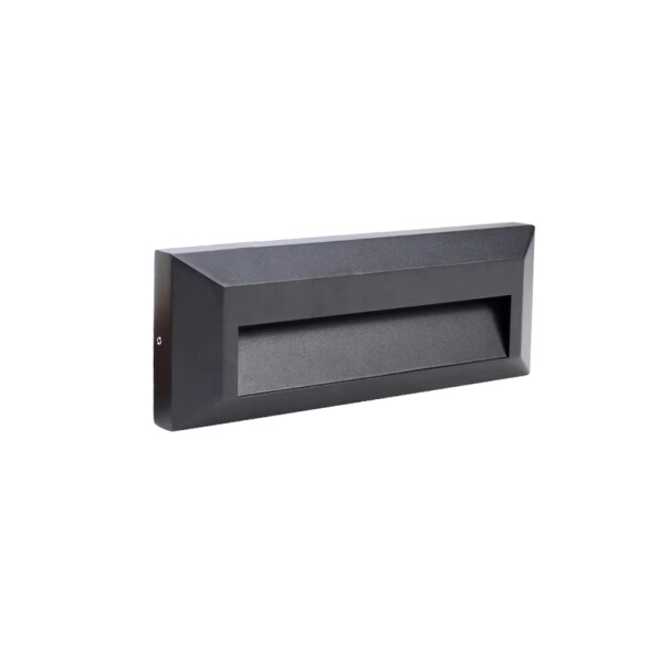 Aplique pared rect. negro 6W cálida IP65 360lm ZU0304