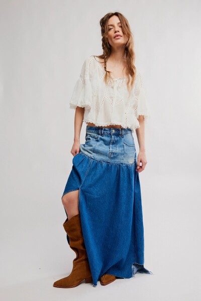FALDA MAXI DENIM GOOD COMPAN Azul