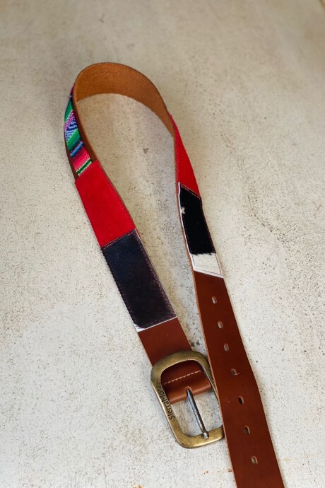 Handcrafted Belt Rojo Y Cowhide