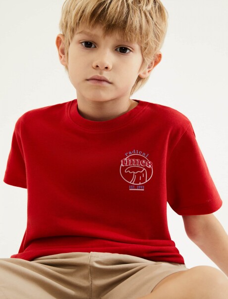 CAMISETA INFANTIL CON ESTAMPA ROJO