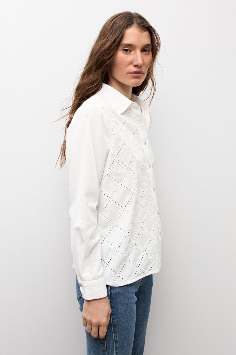 Camisa frente broderie blanco