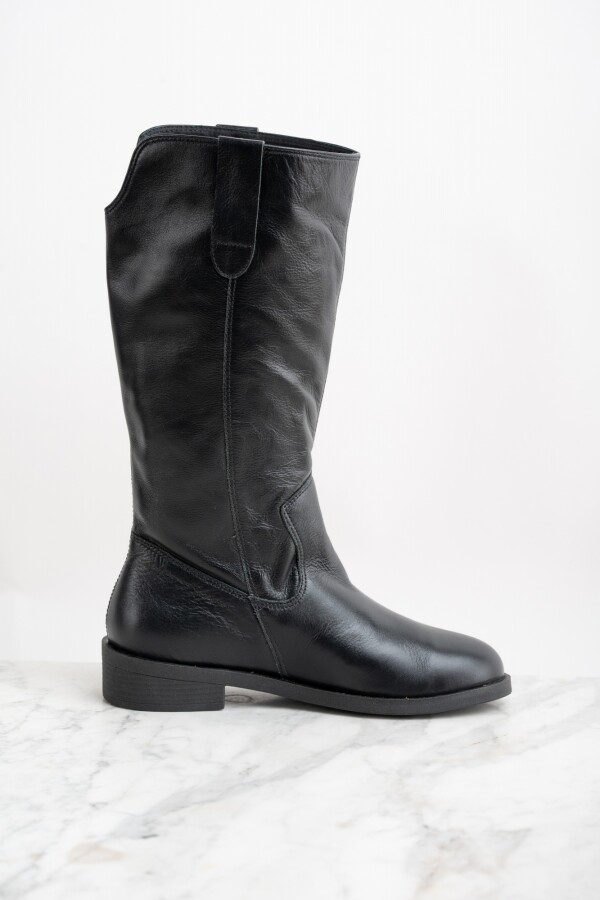 Bota Cuero Negro