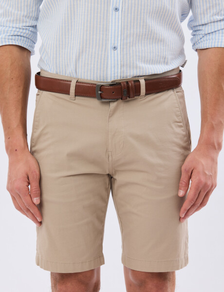 BERMUDA CLASICA CON ELASTANO Beige