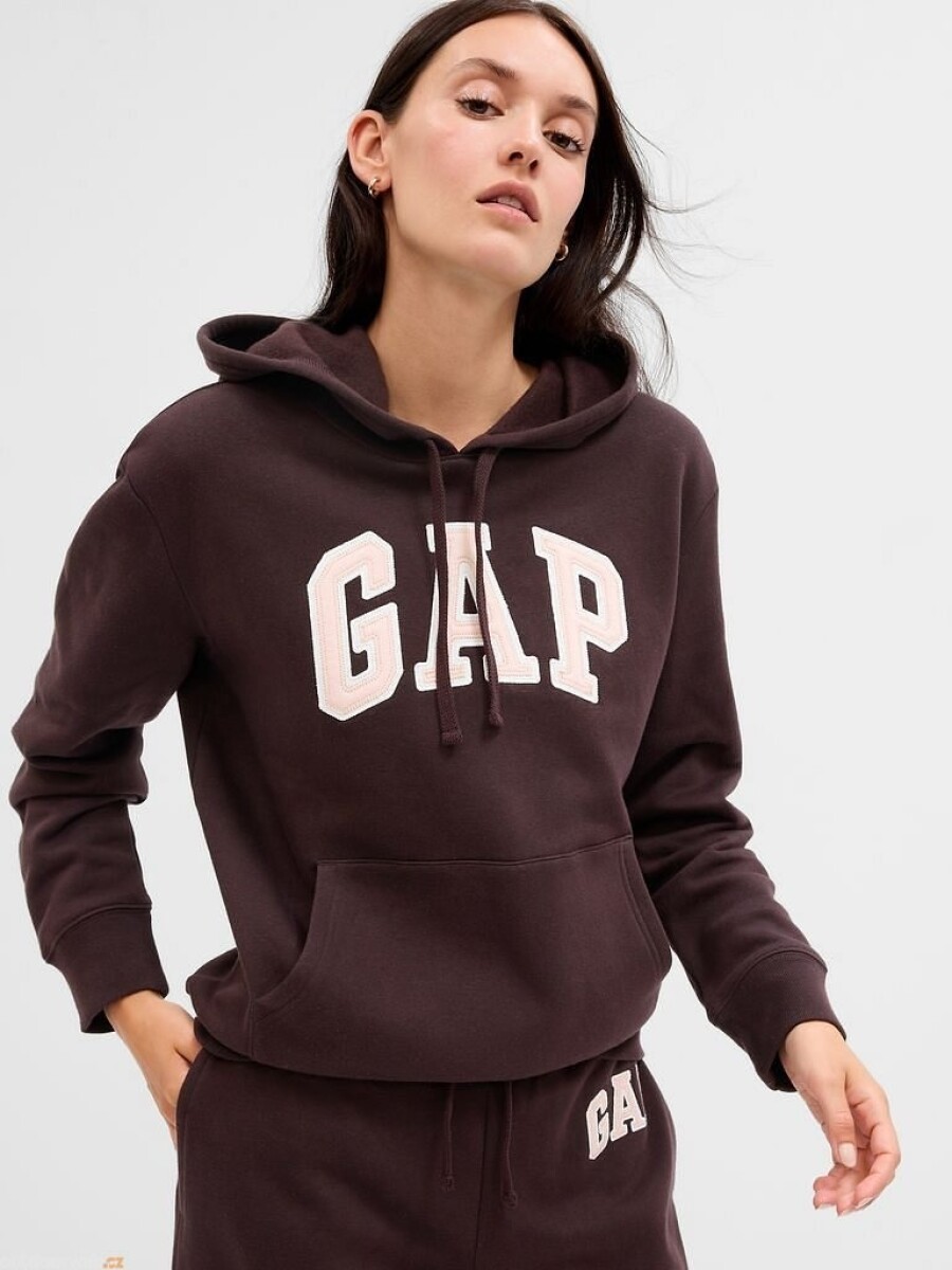 Buzo Canguro Logo Gap Mujer - Turkish Coffee 