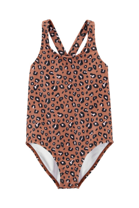 Traje de baño una pieza con protección UPF 50+ diseño leopardo 0