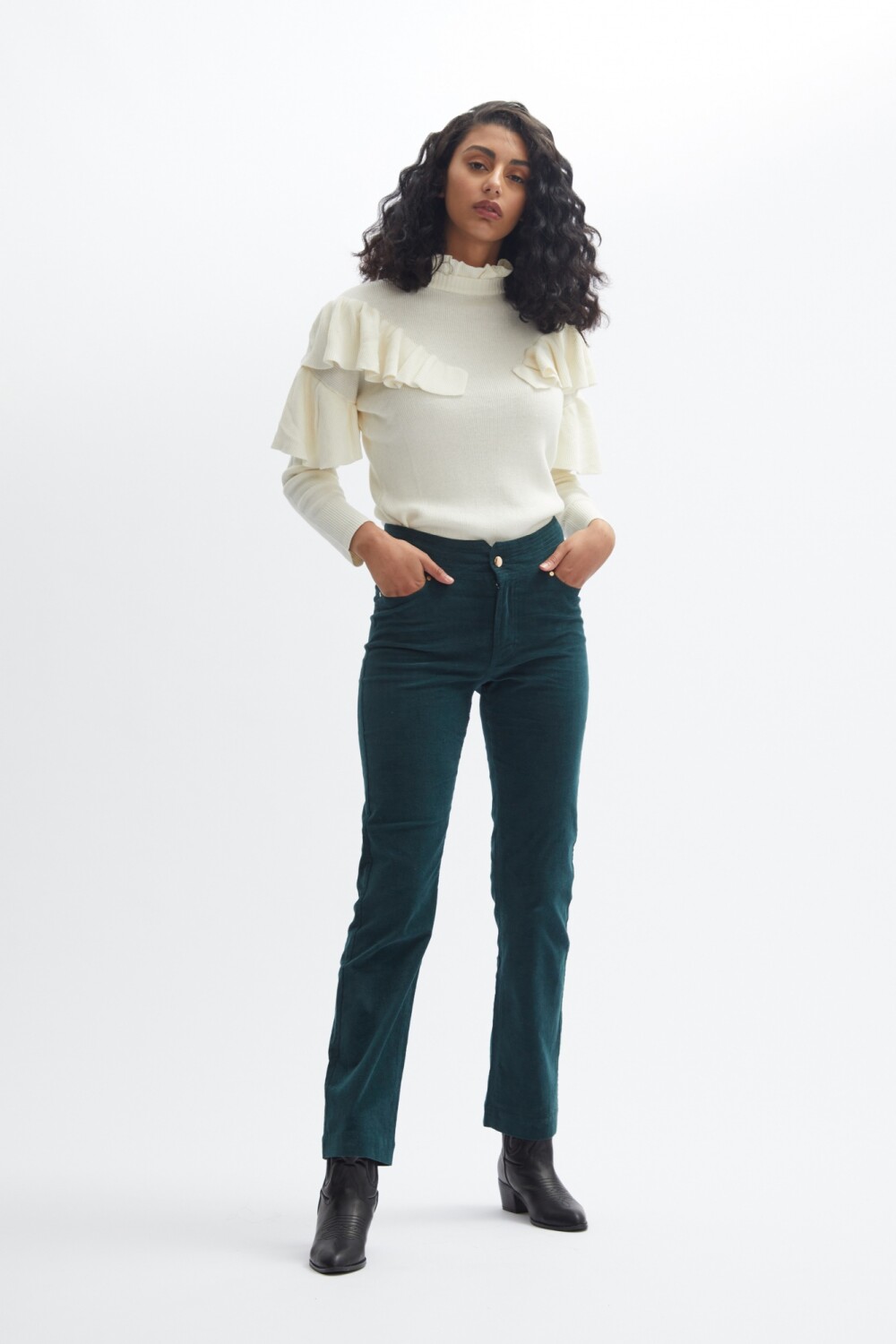Pantalon recto de pana - verde ingles — Lolita