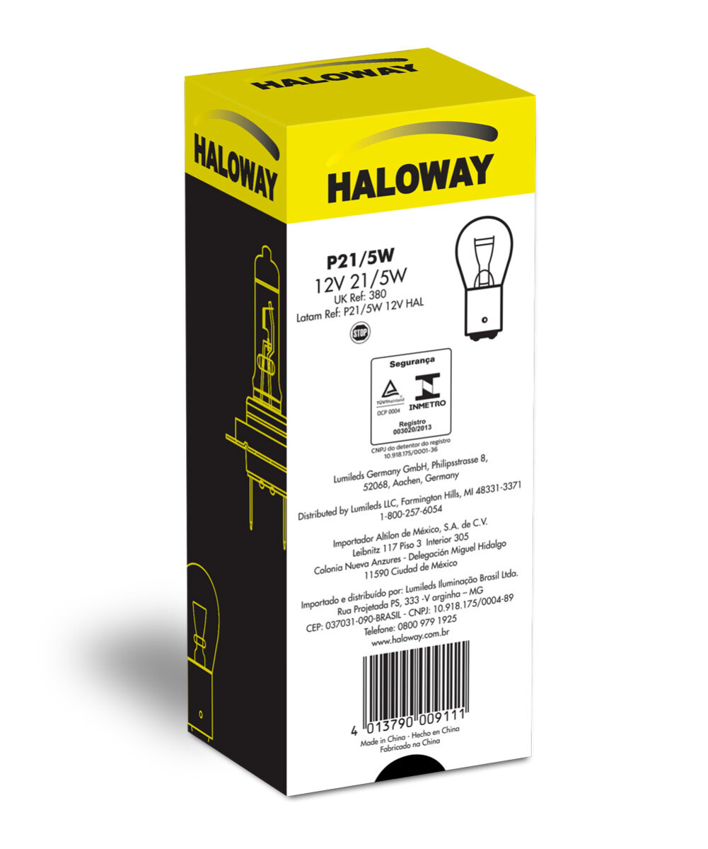 LAMPARA - P21/5W 12V BAY15D PATA DESPAREJA 2 POLOS =03381 HALOWAY 