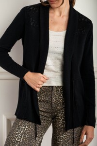 Cardigan C/solapa Algodón Elastano Negro