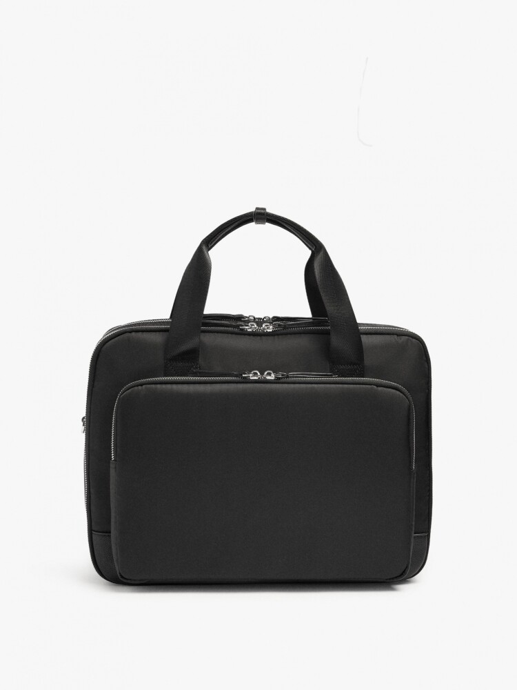 Bolso De Nylon Para Portátil Hasta 15" Repelente Al Agua negro