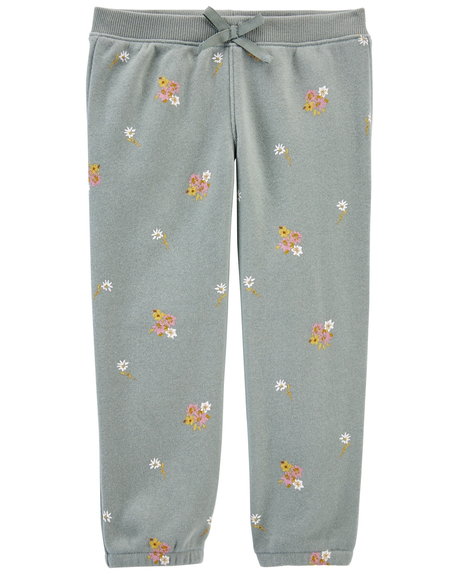 Pantalón de algodón con felpa diseño floral Sin color