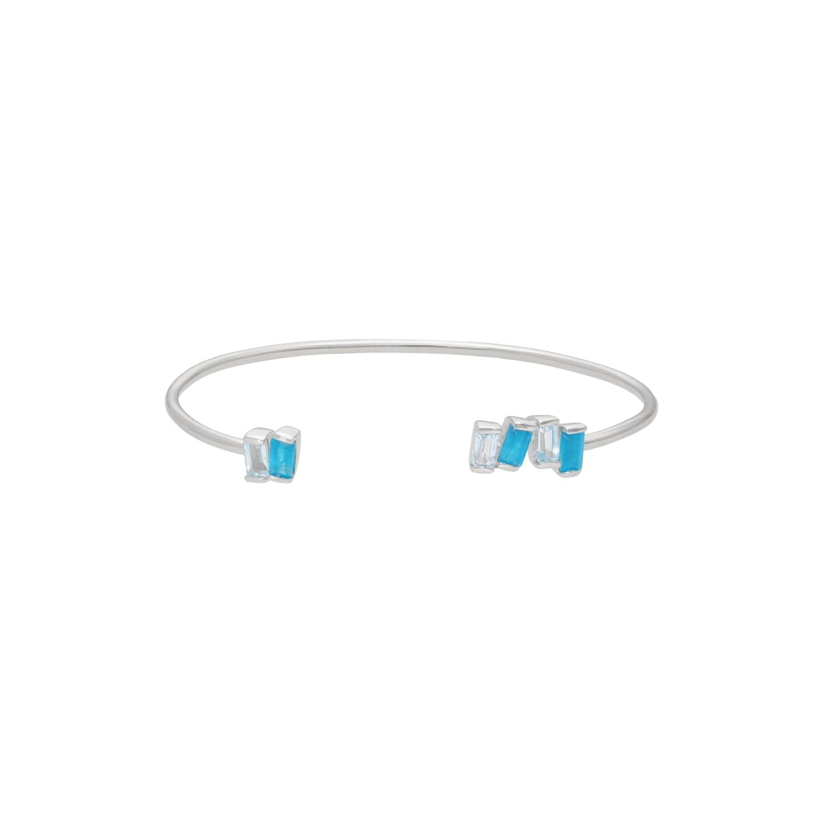 Pulsera Karvik Topacio azul /jade negro Plata 925 