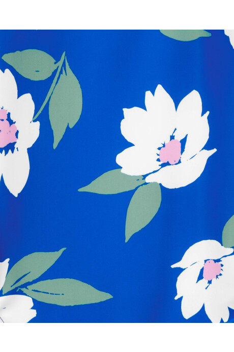 Malla de baño una pieza manga larga con protección UPF 50+ diseño floral. Talles 2-5T Sin color