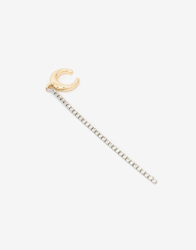 Bijou Cuff Metal Aro Cuff De Metal Y Strass - Combinacion Bicolor