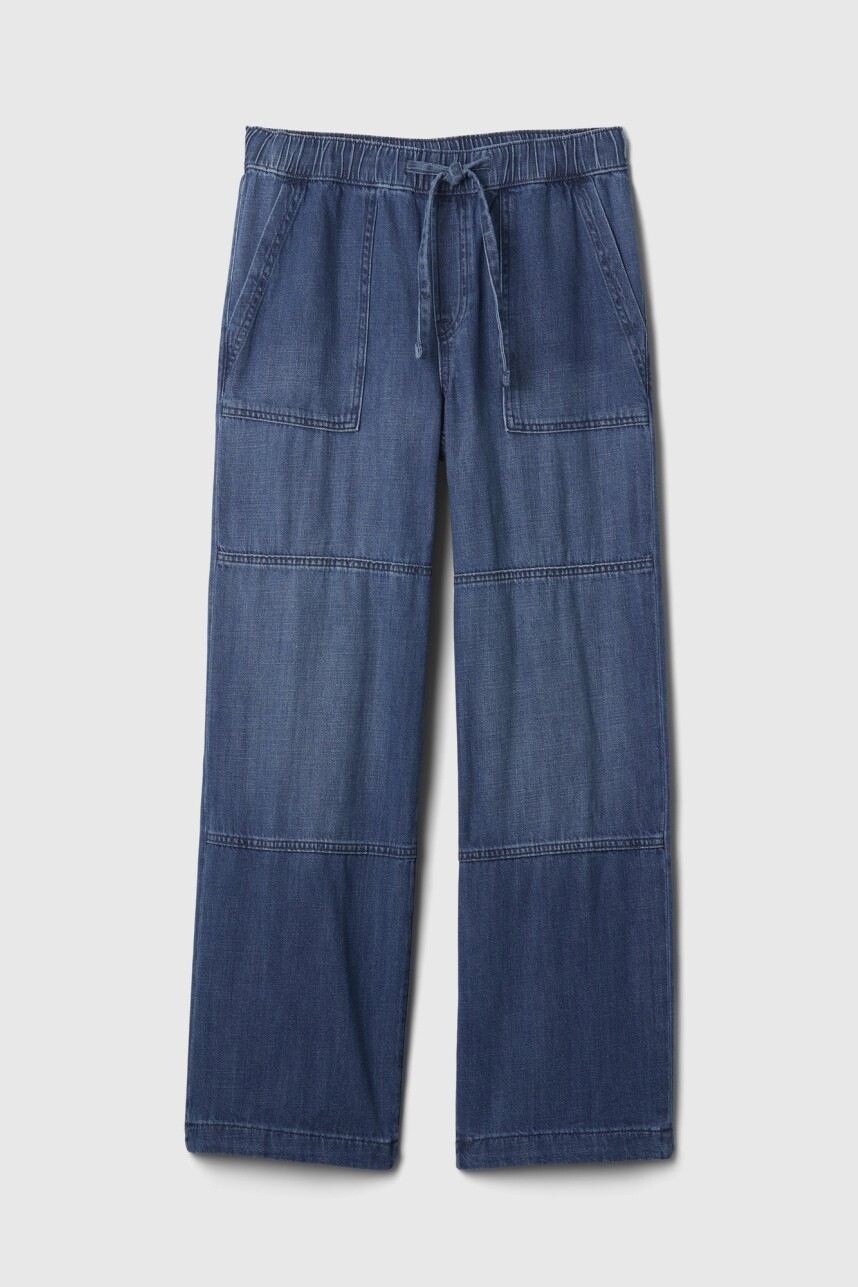 Jean Wide Leg Pull On Mujer Dark Wash Indigo