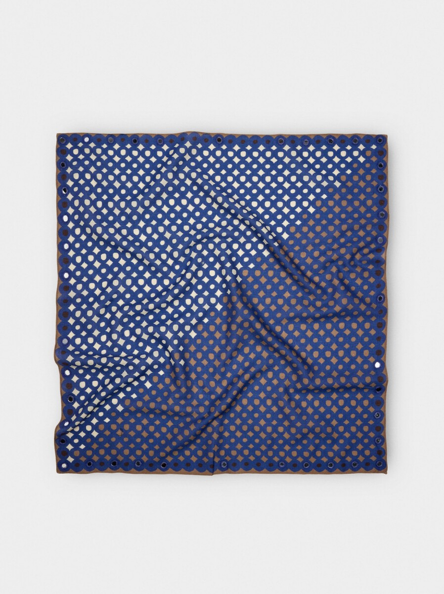 Pañuelo Cuadrado Estampado De Algodón - azul 
