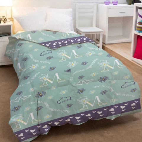 Acolchado Infantil Margarita 1 Plaza 100% Microfibra U