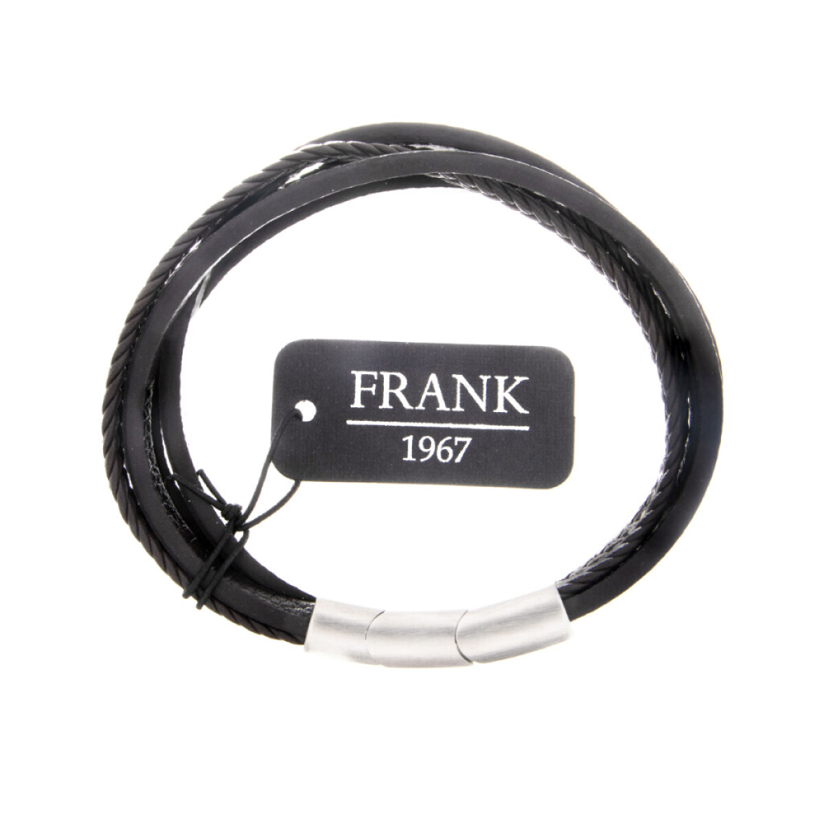 Pulsera de cuero y acero quirúrgico - Frank 