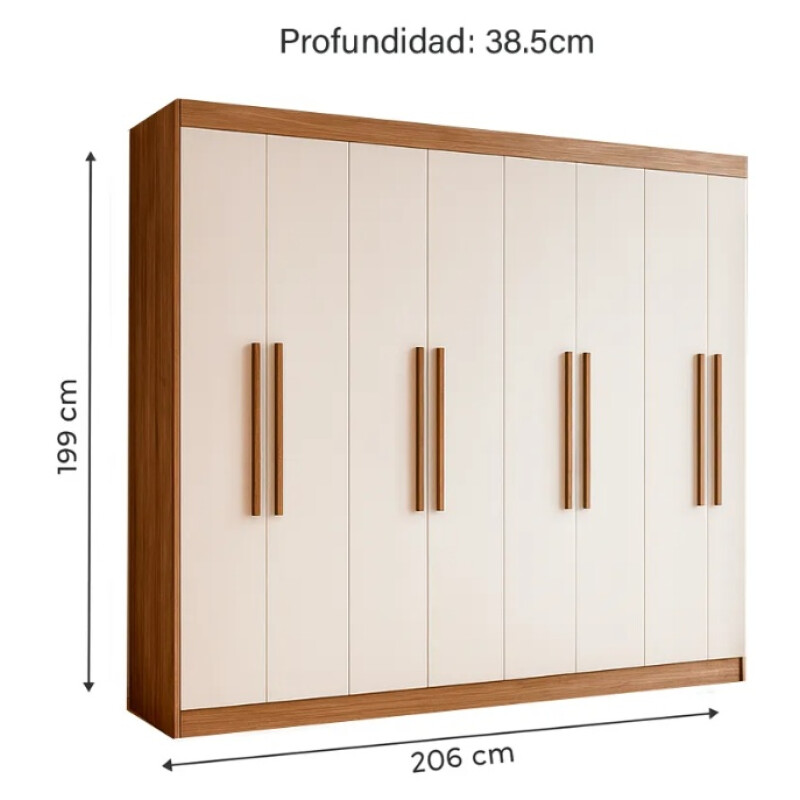 Ropero Placard 8 Puertas 10 divisiones Dormitorio Beige