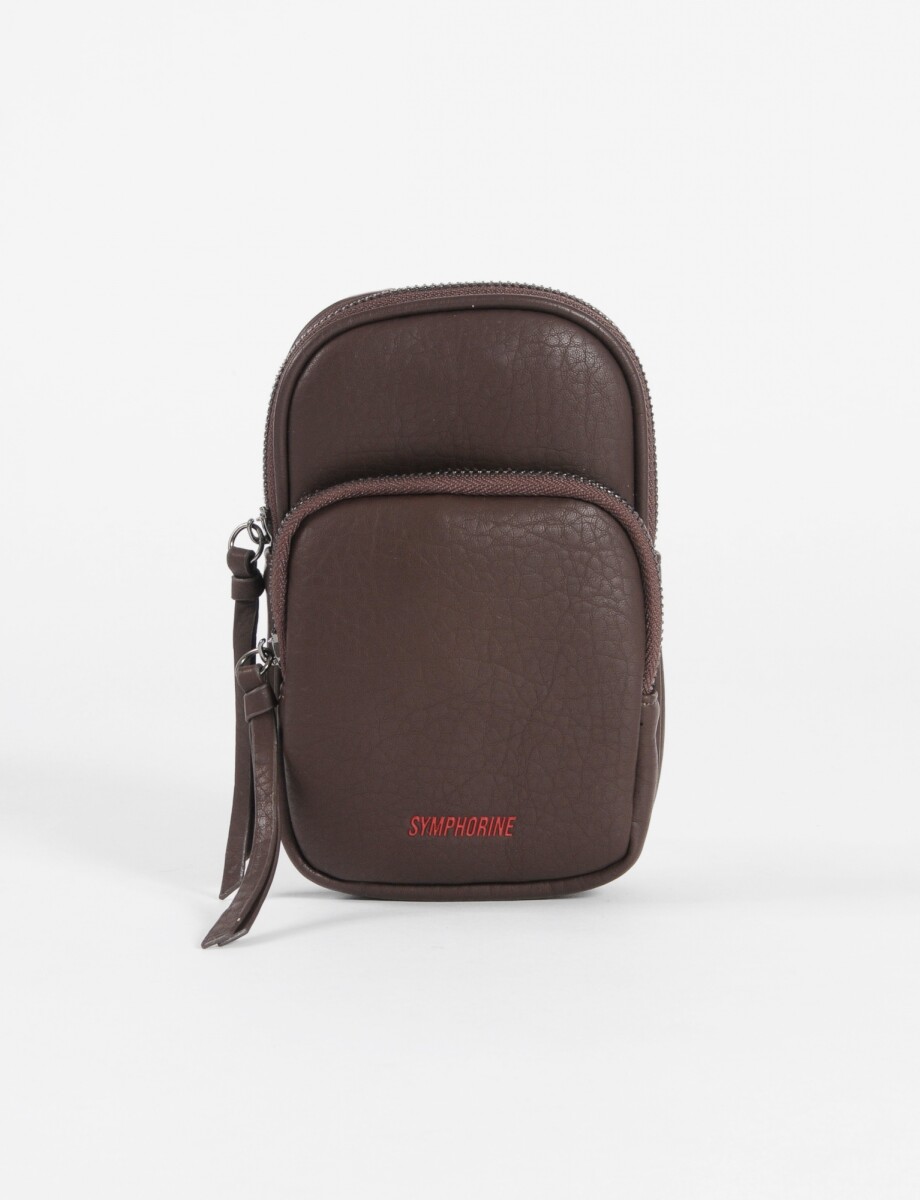 Porta celular con bolsillo - marrón 