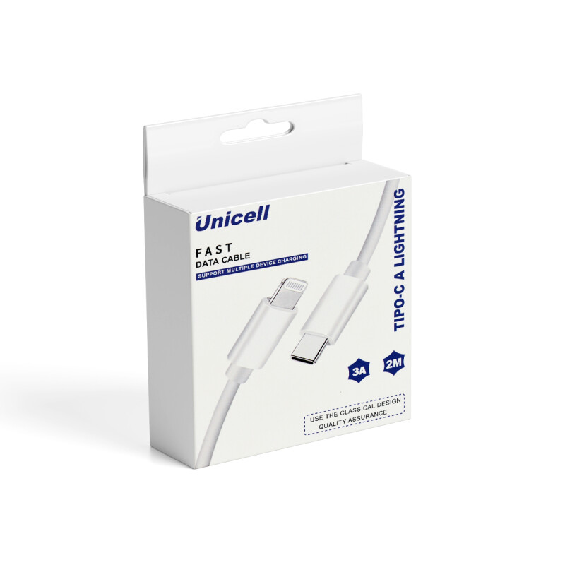 Cable Unicell Tipo-C a Lightning 2 metros color blanco Cable Unicell Tipo-c A Lightning 2 Metros Color Blanco