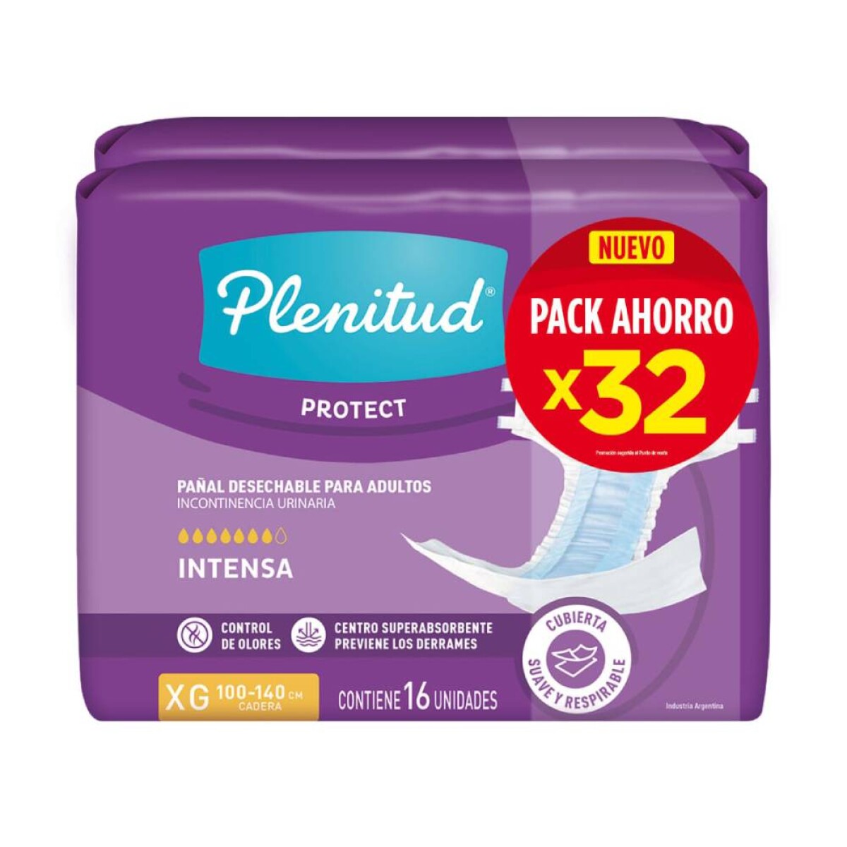 Pañales para Adulto Plenitud Protect XG 32 Unidades 