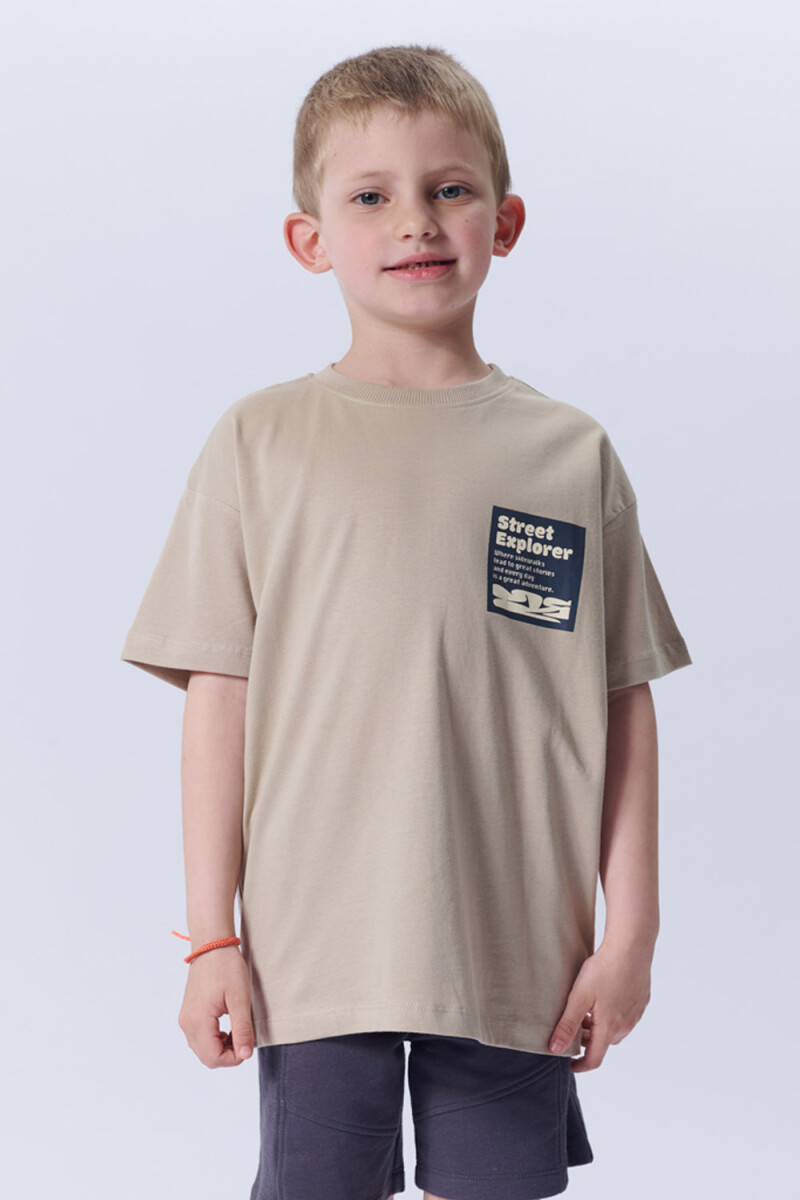 Remera Algodón Estampa Beige