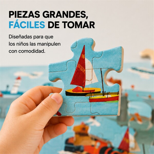 Puzzle de Madera Top Bright Ciudad 100 Piezas con Base CELESTE
