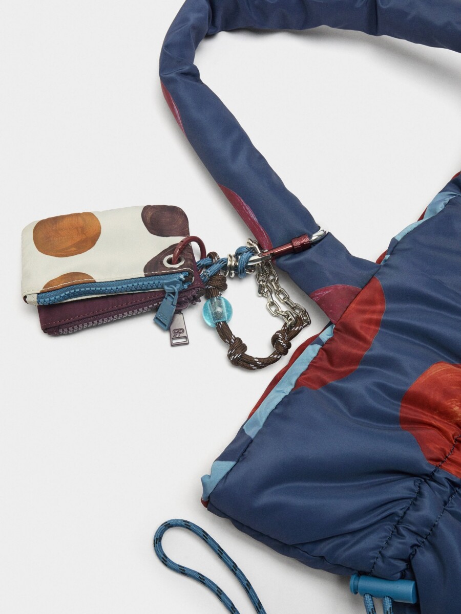Bolso Shopper Estampado De Nylon azul-marino